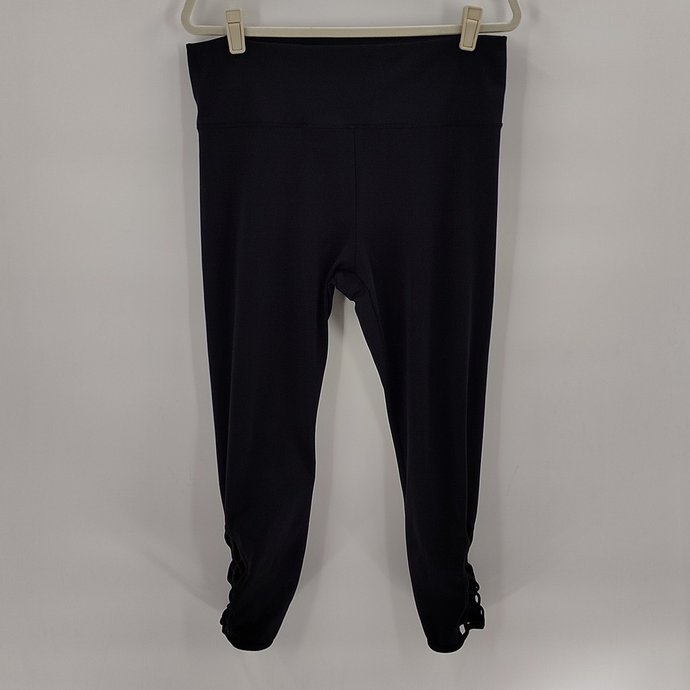 JoyLab Athletic Crop Legging Pants Size XL Black Caged Hem Stretch